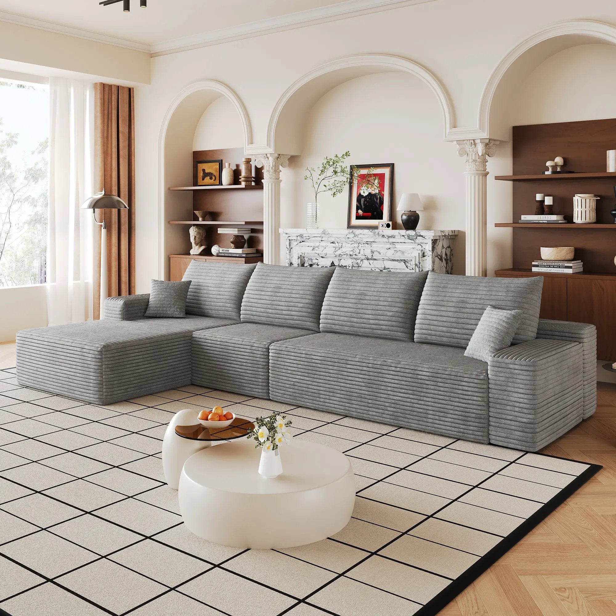 135" Cloud Sectional Couch with L-Shape Chaise by HouseOfZazla