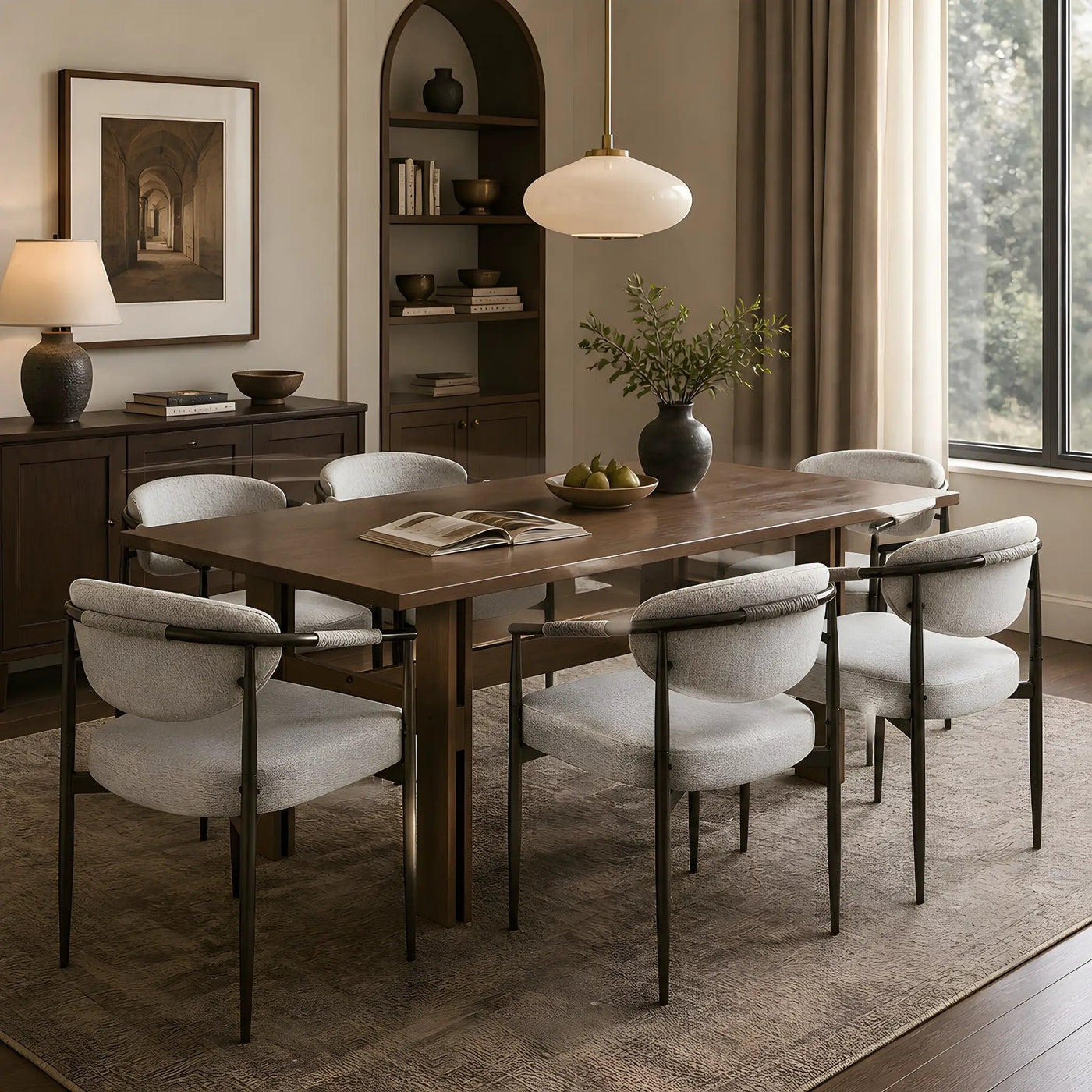 7 Pieces Modern Oval Dining Set, Rustic Farmhouse Solid Wood Kitchen Table Set for 6 by HouseOfZazla