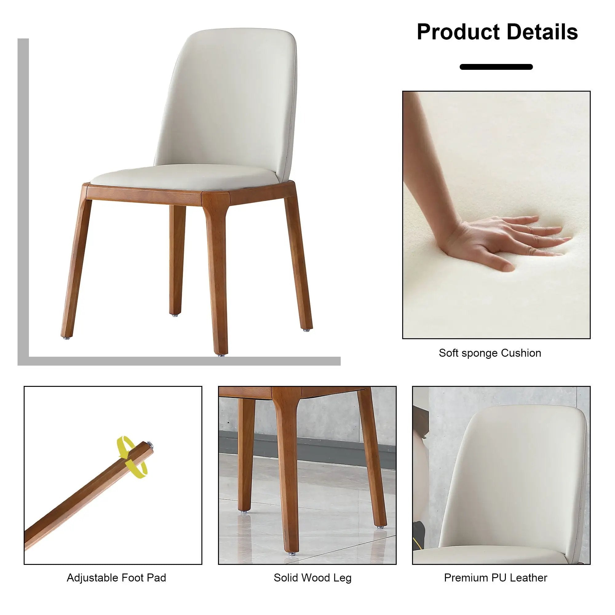 Modern Dining Chairs, Wooden Legs (Set of 2) - Gray by Unique Piece Furniture