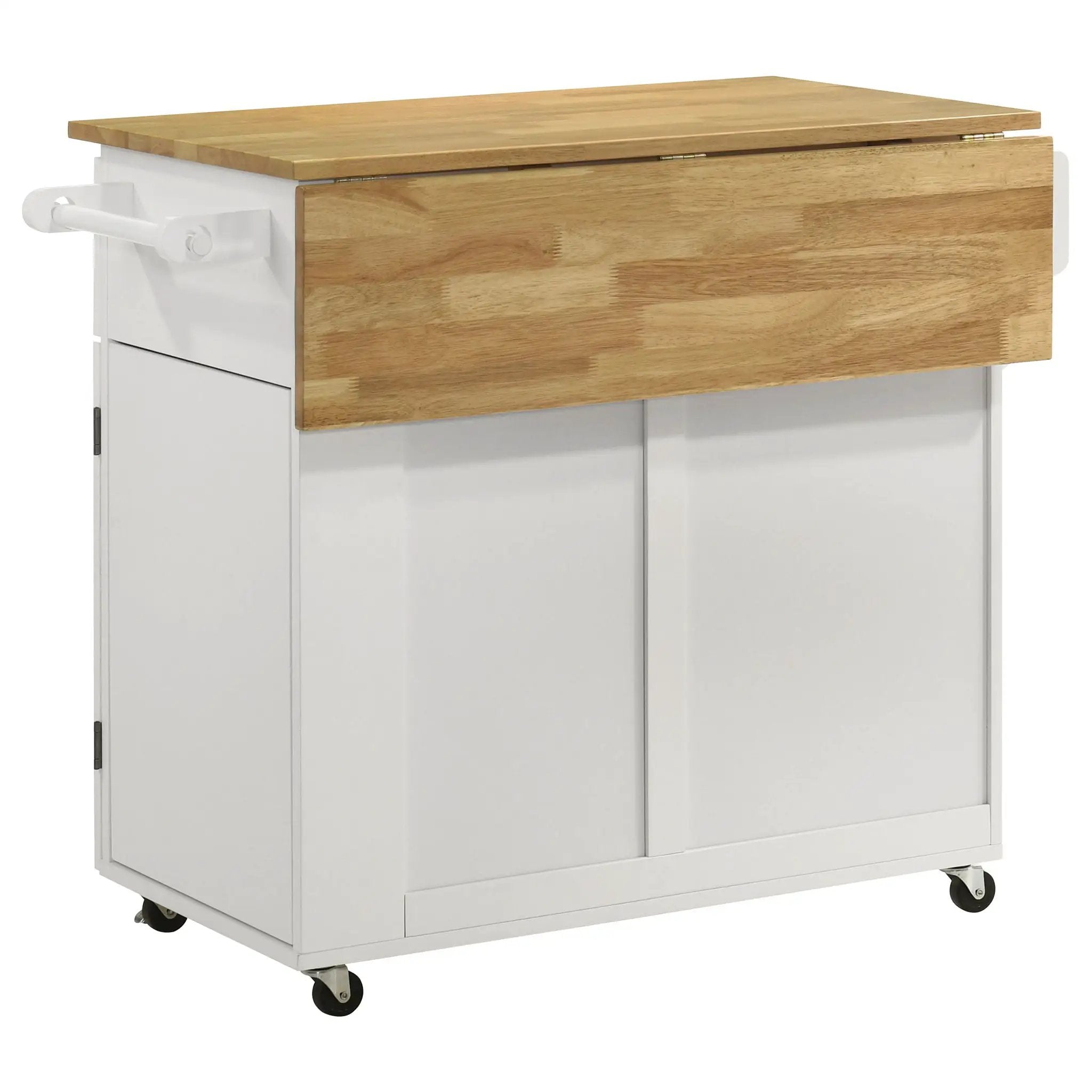 Jalen 3-door Mobile Kitchen Cart Natural Brown and White by Unique Piece Furniture
