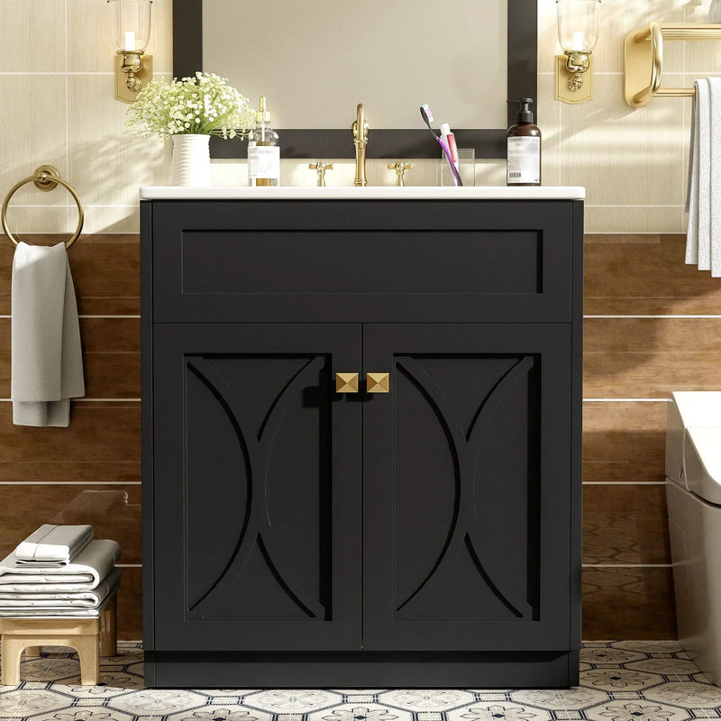 Bathroom Vanity With Sink, Freestanding Storage Cabinet With Handles by HouseOfZazla
