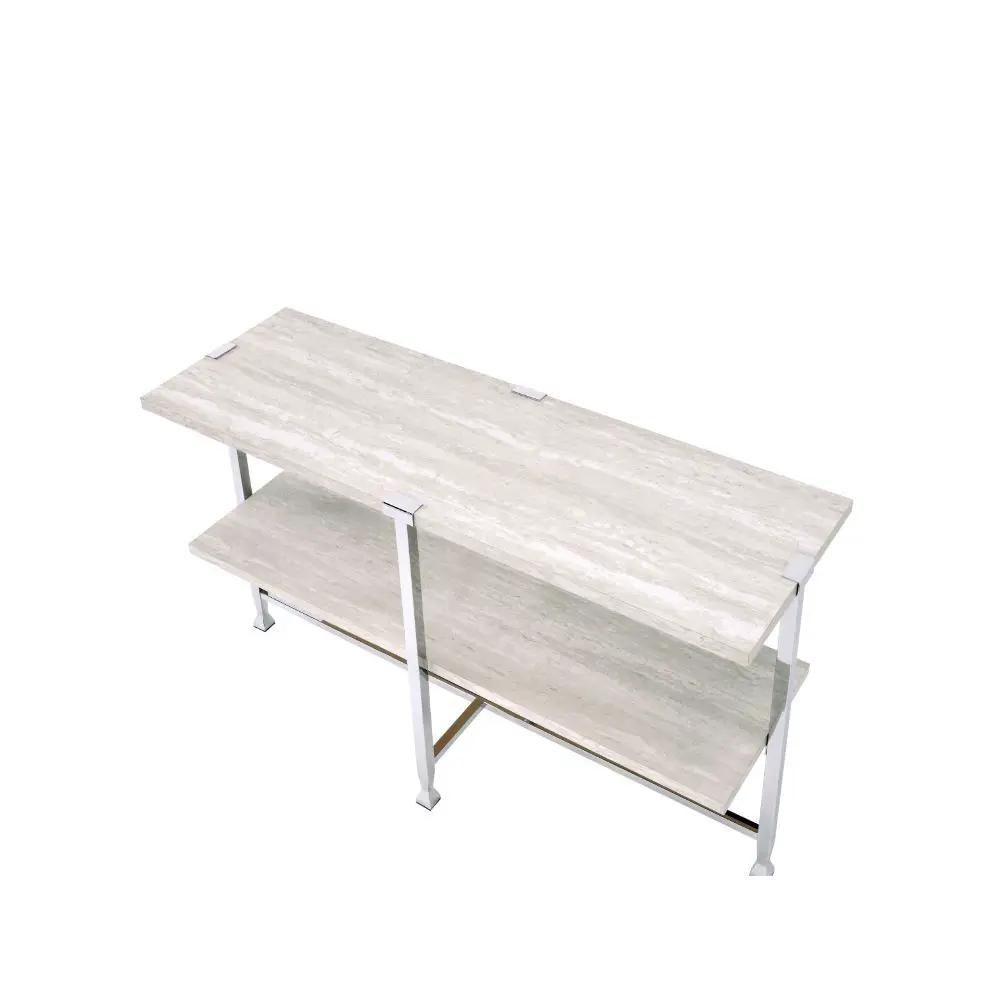 Brecon - Sofa Table - White Oak & Chrome by Unique Piece Furniture