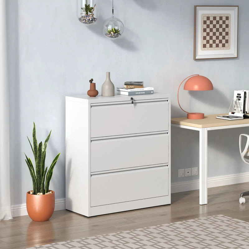 Lateral File Cabinet, Locking Heavy Duty, Anti-Tip Safety Interlock, Vertical Storage For Letter/Legal/A4 Files by Unique Piece Furniture