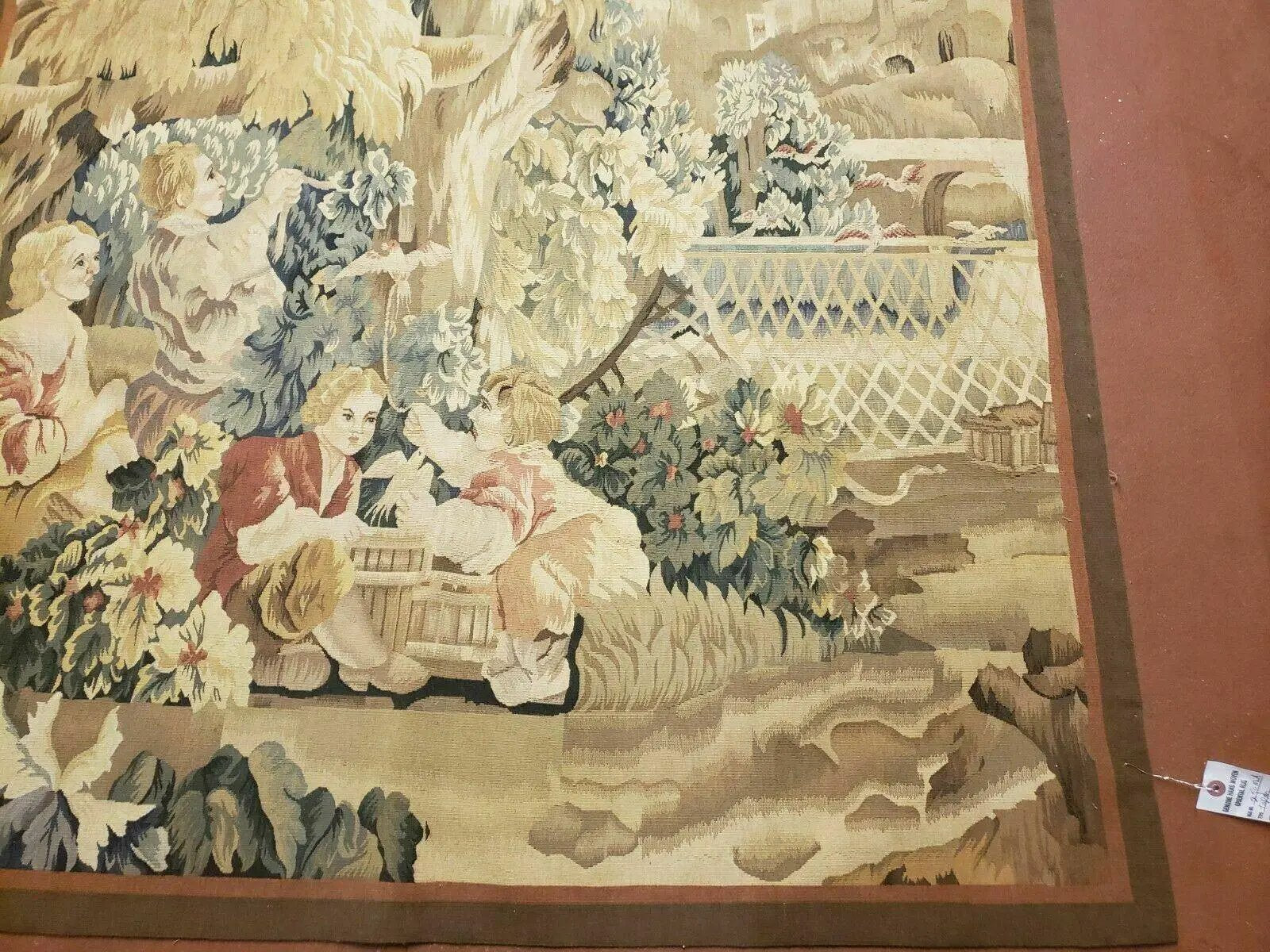 4' X 6' Tapestry French Design Handmade Aubusson Weave Nature One Of A Kind by Jewel Rugs