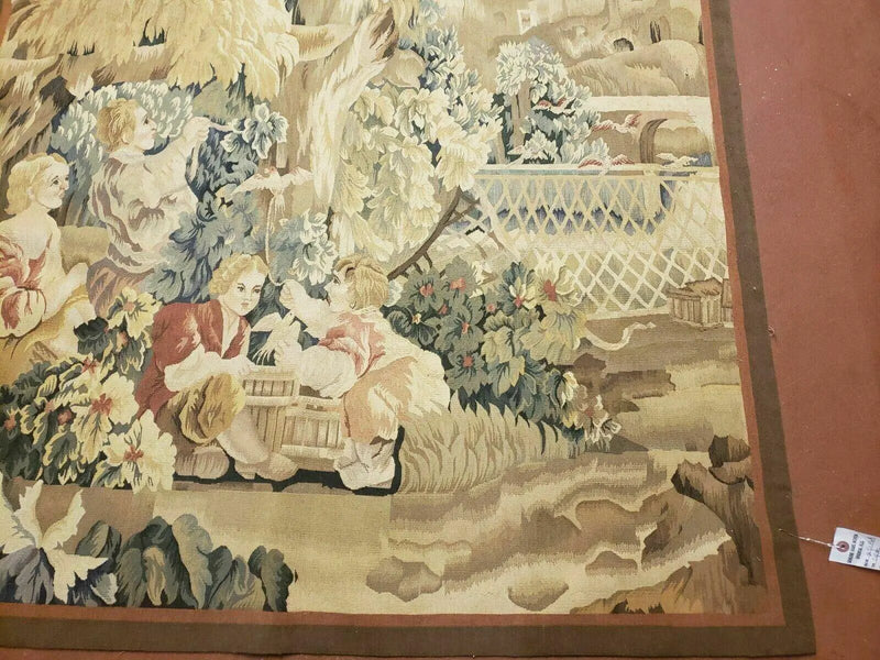 4' X 6' Tapestry French Design Handmade Aubusson Weave Nature One Of A Kind by Jewel Rugs