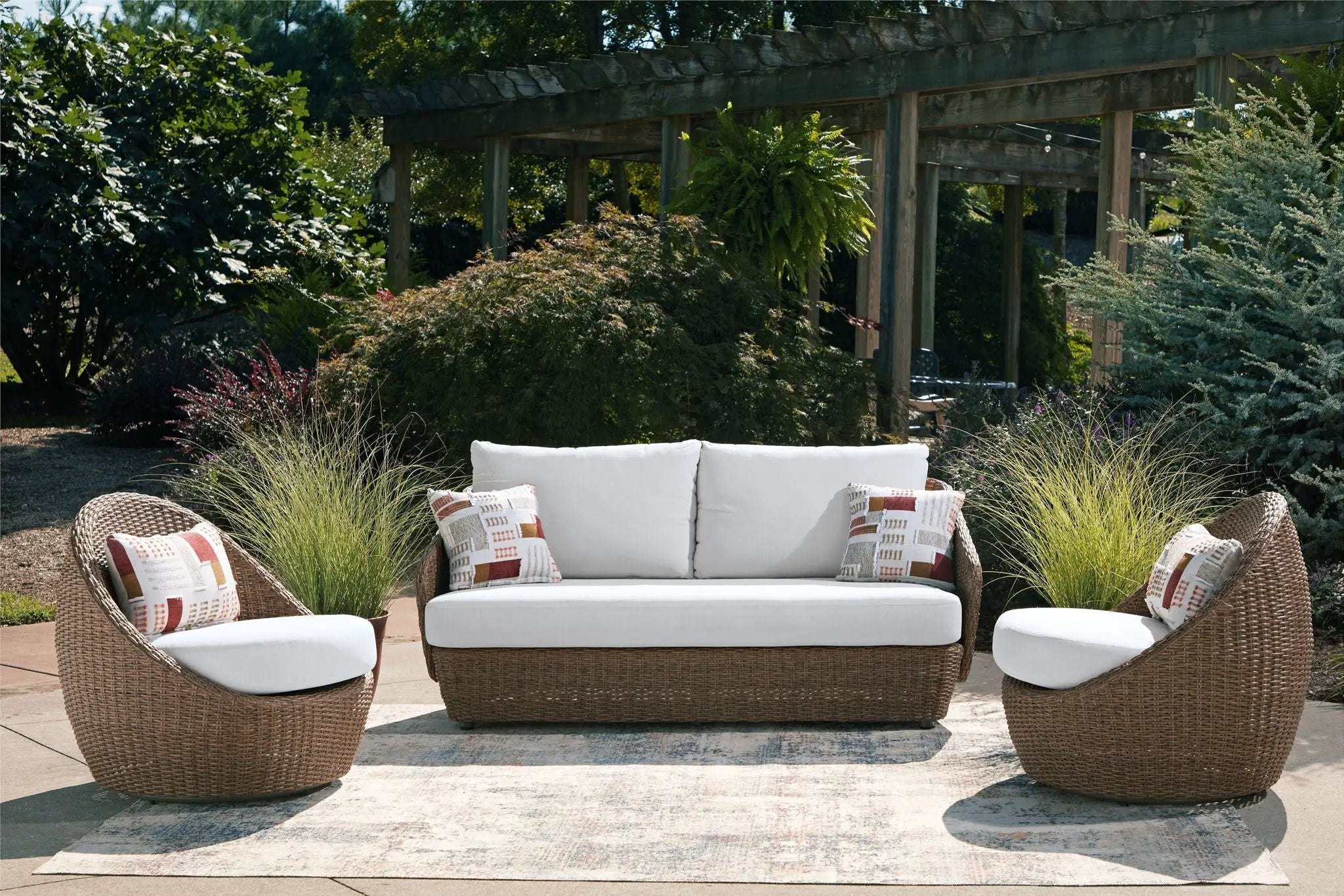 Double Point - Loveseat, Swivel Chairs Set (Set of 3) - Beige by Unique Piece Furniture
