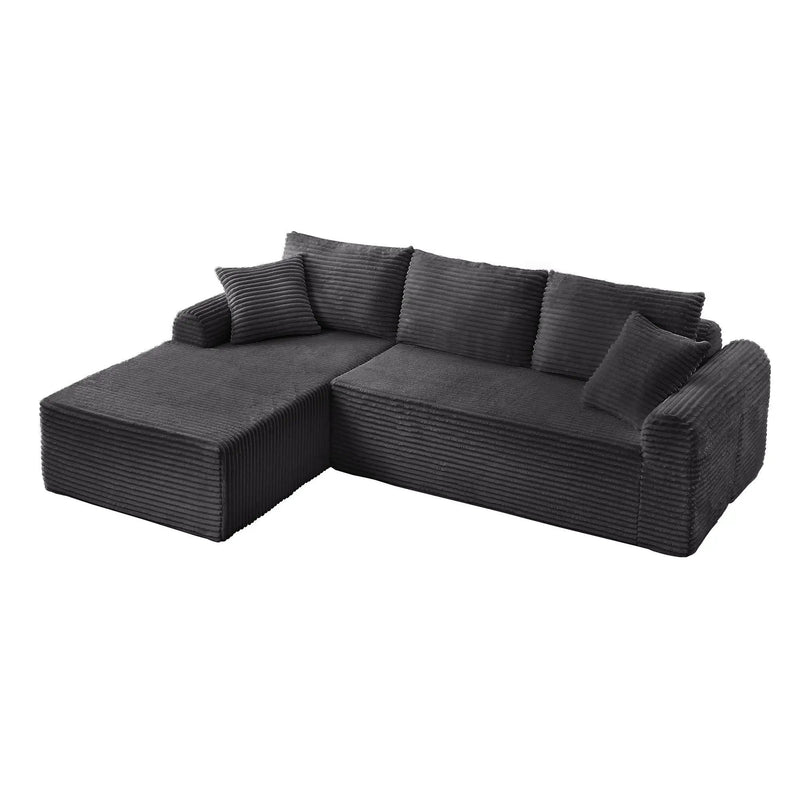 Modular Sectional With Arched Armrests, Includes 3 Back Cushions & 2 Throw Pillows by HouseOfZazla