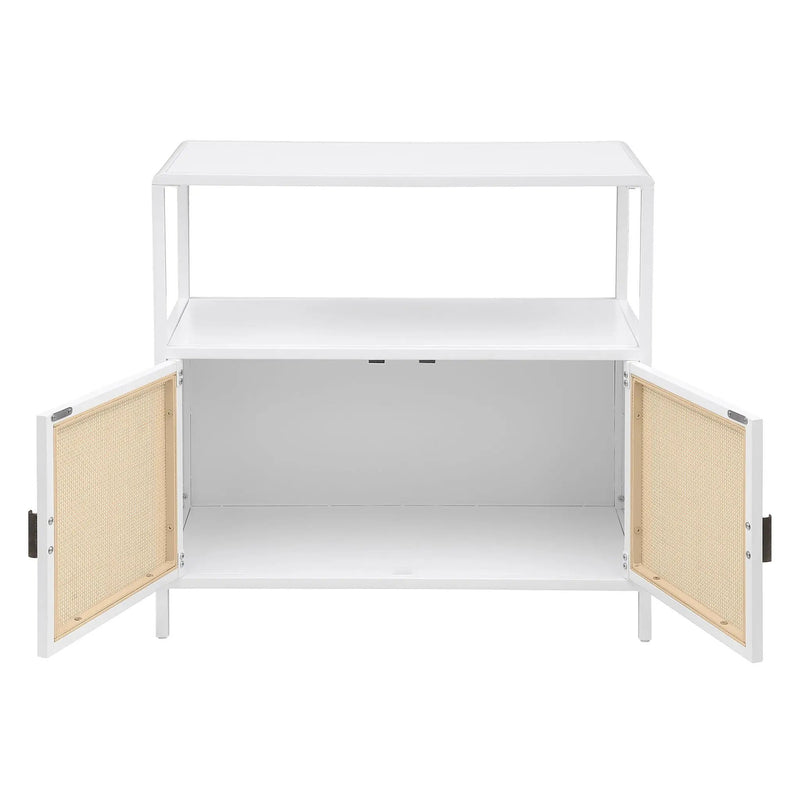 Amherst 2-door Radio Weave Cane Metal Accent Cabinet White by Unique Piece Furniture