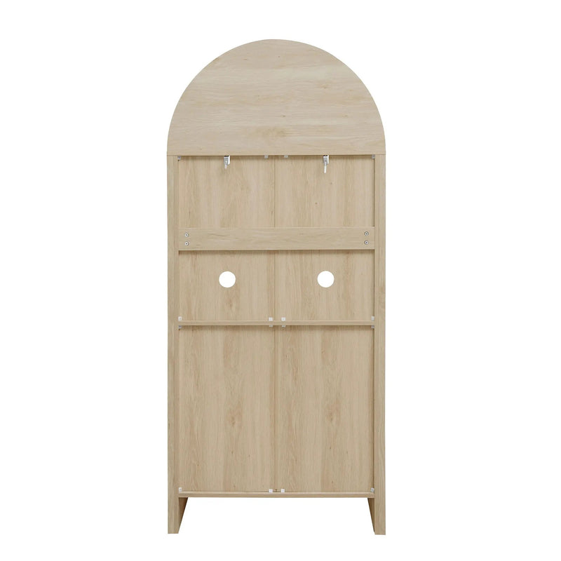 Arched Kitchen Pantry, Modern Farmhouse Wood Kitchen Storage Cabinets, Arched Storage Display Cabinet With Adjustable Shelves, Versatile Cupboard For Kitchen, Dining Room, Living Room - Natural by HouseOfZazla