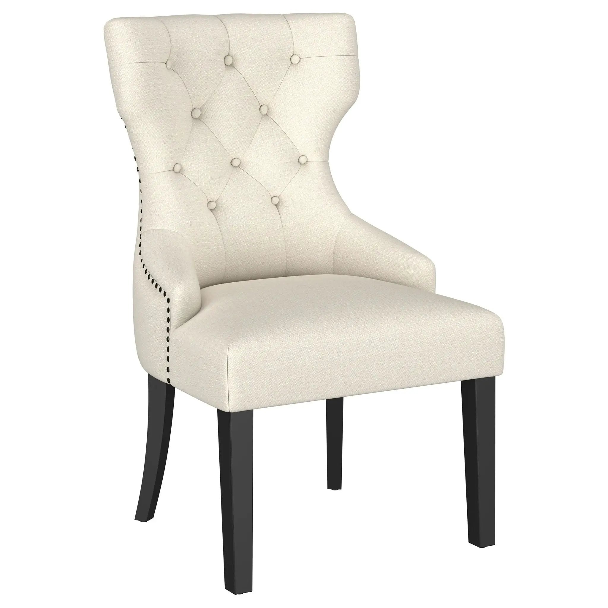 Baney Fabric Upholstered Dining Side Chair Cream and Black by Unique Piece Furniture