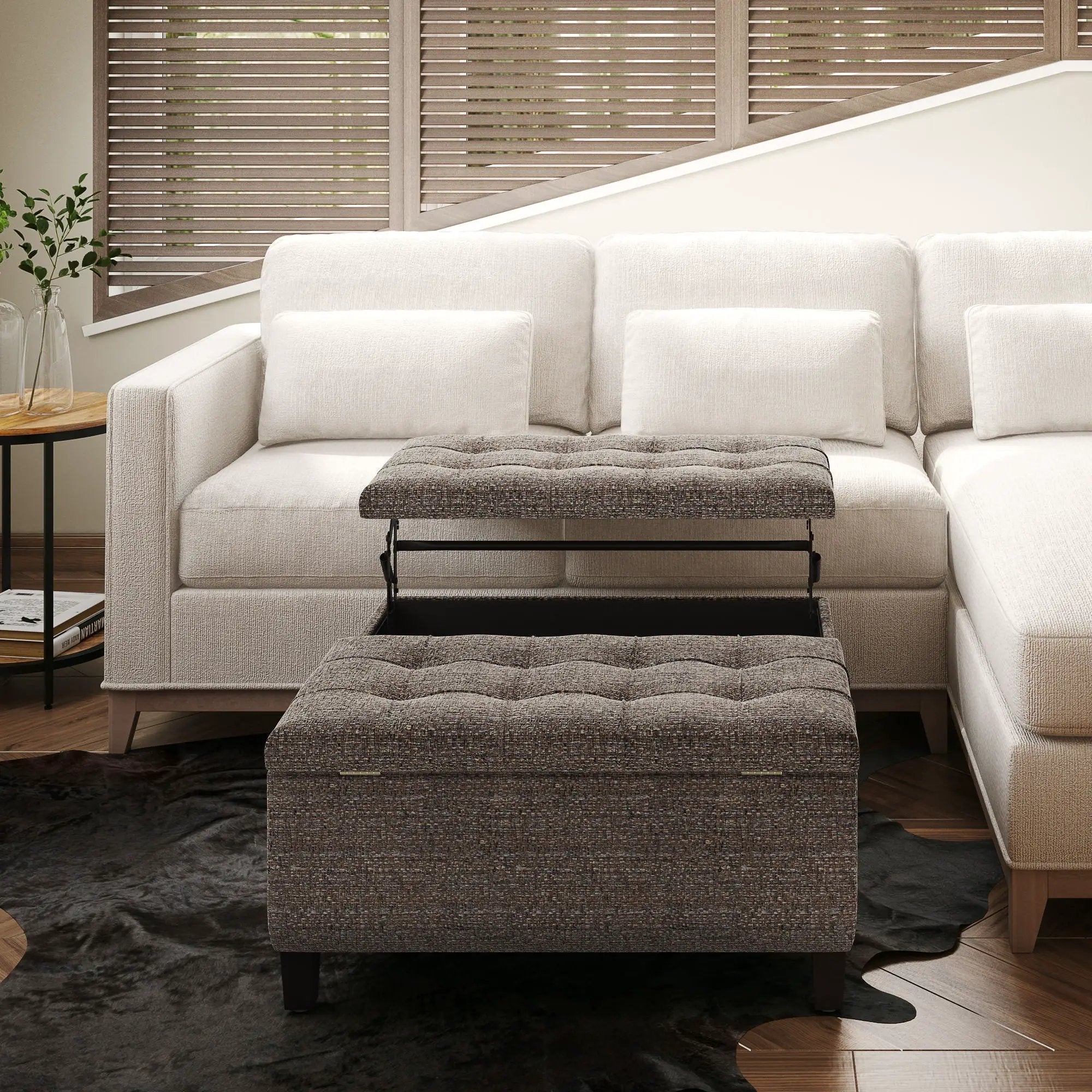 Harrison - Upholstered Coffee Table Storage Ottoman by Unique Piece Furniture