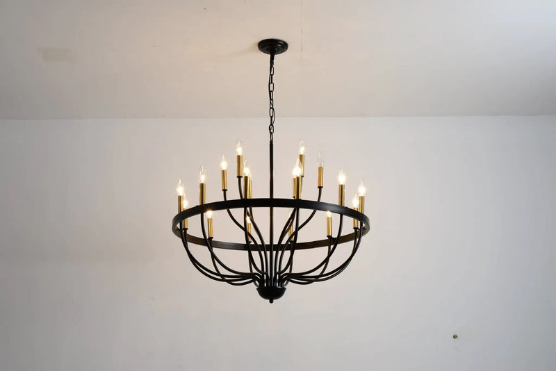 15-Light Industrial Iron Candle Chandelier Modern Farmhouse Pendant Light by HouseOfZazla