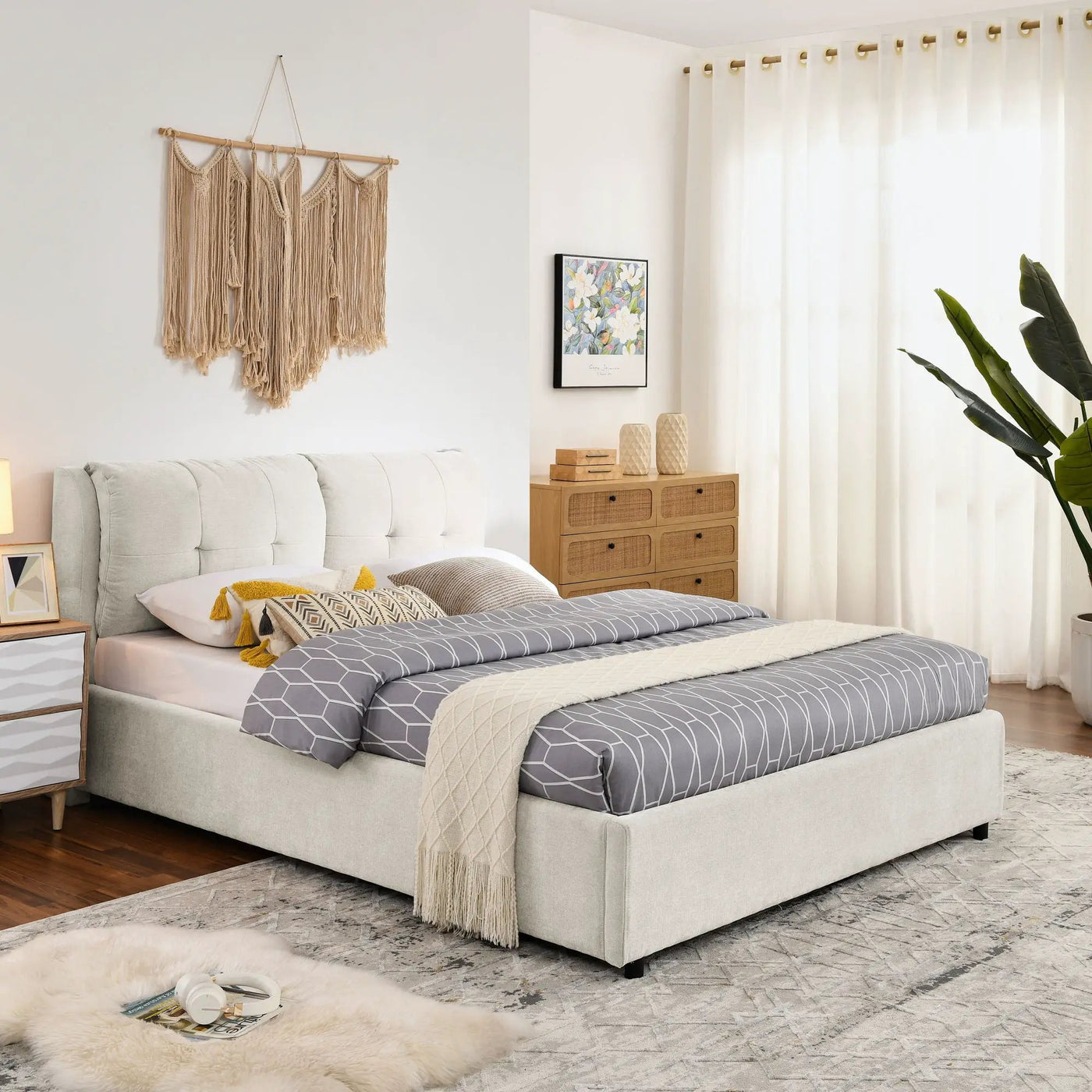 Storage Upholstered Hydraulic Platform Bed With Integrated Headboard by HouseOfZazla