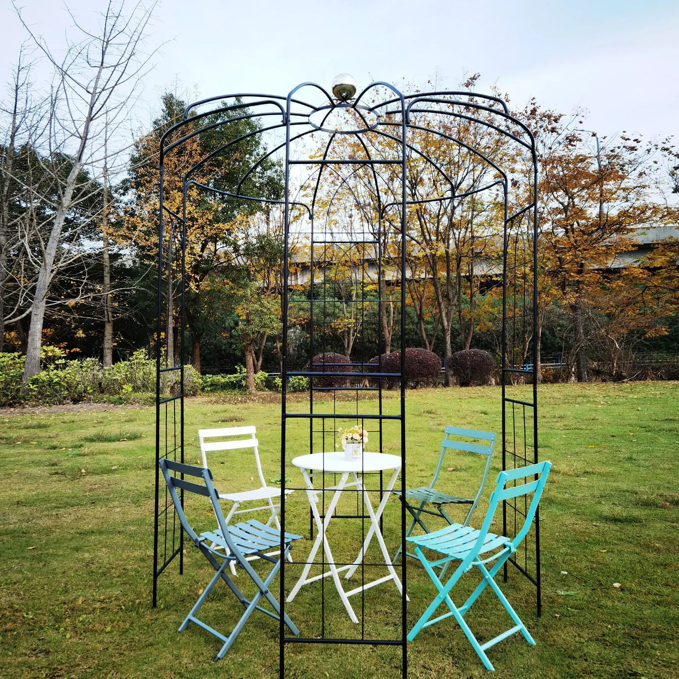 Metal Garden Arch Iron Garden Arbors Gazebo Dia High Birdcage Shape Pergola Pavilion For Wedding Ceremony by Unique Piece Furniture