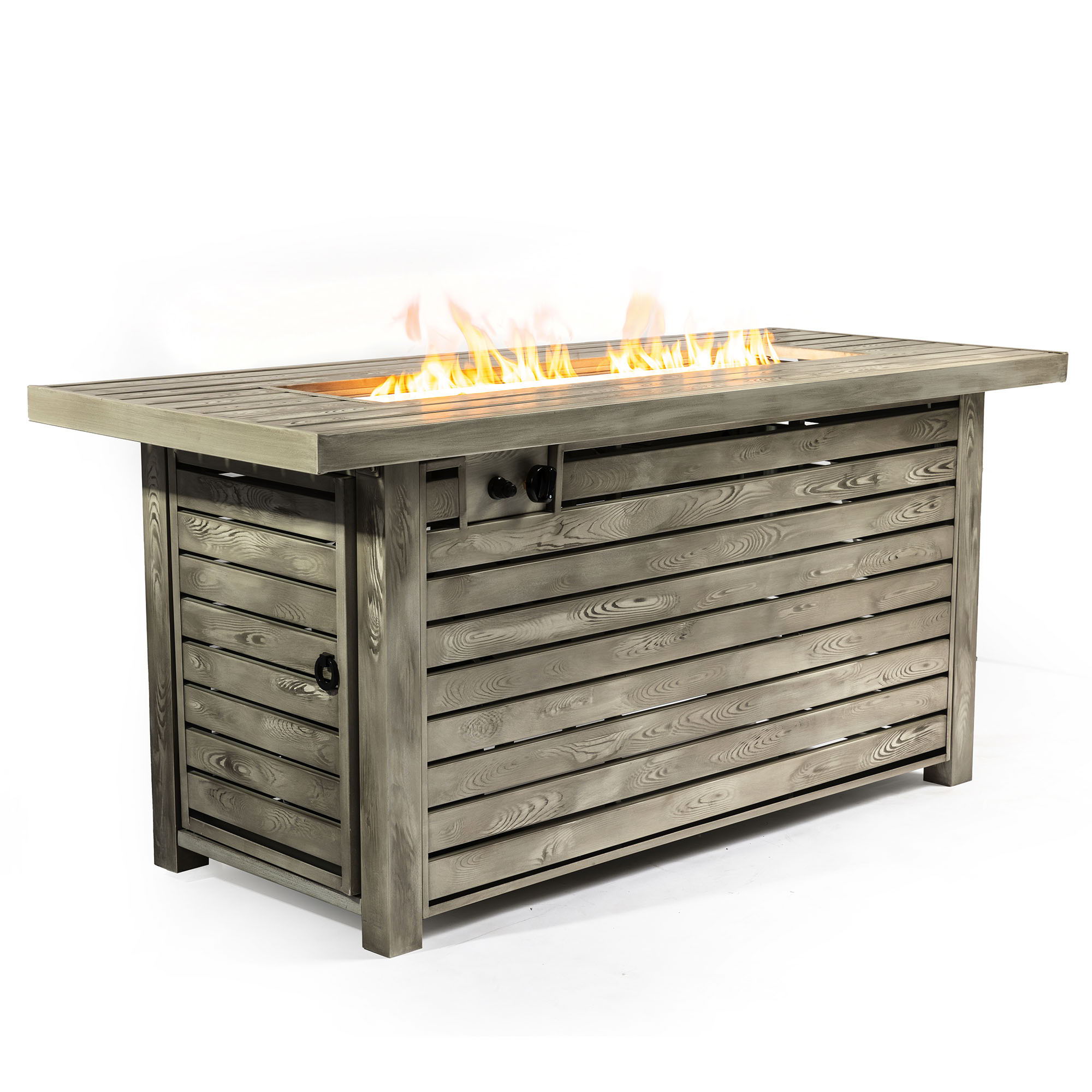 Propane Gas Fire Pit Table, 50000 Btu, Rectangular For Outside - Light Beige by HouseOfZazla