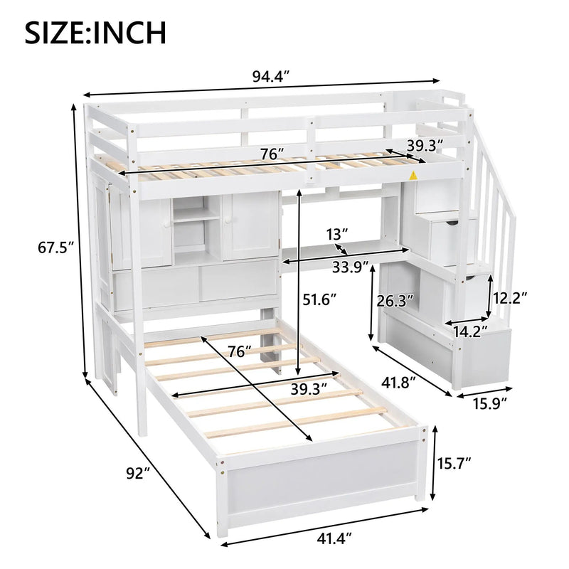 Loft Bed With Built In Desk And Staircase by Unique Piece Furniture