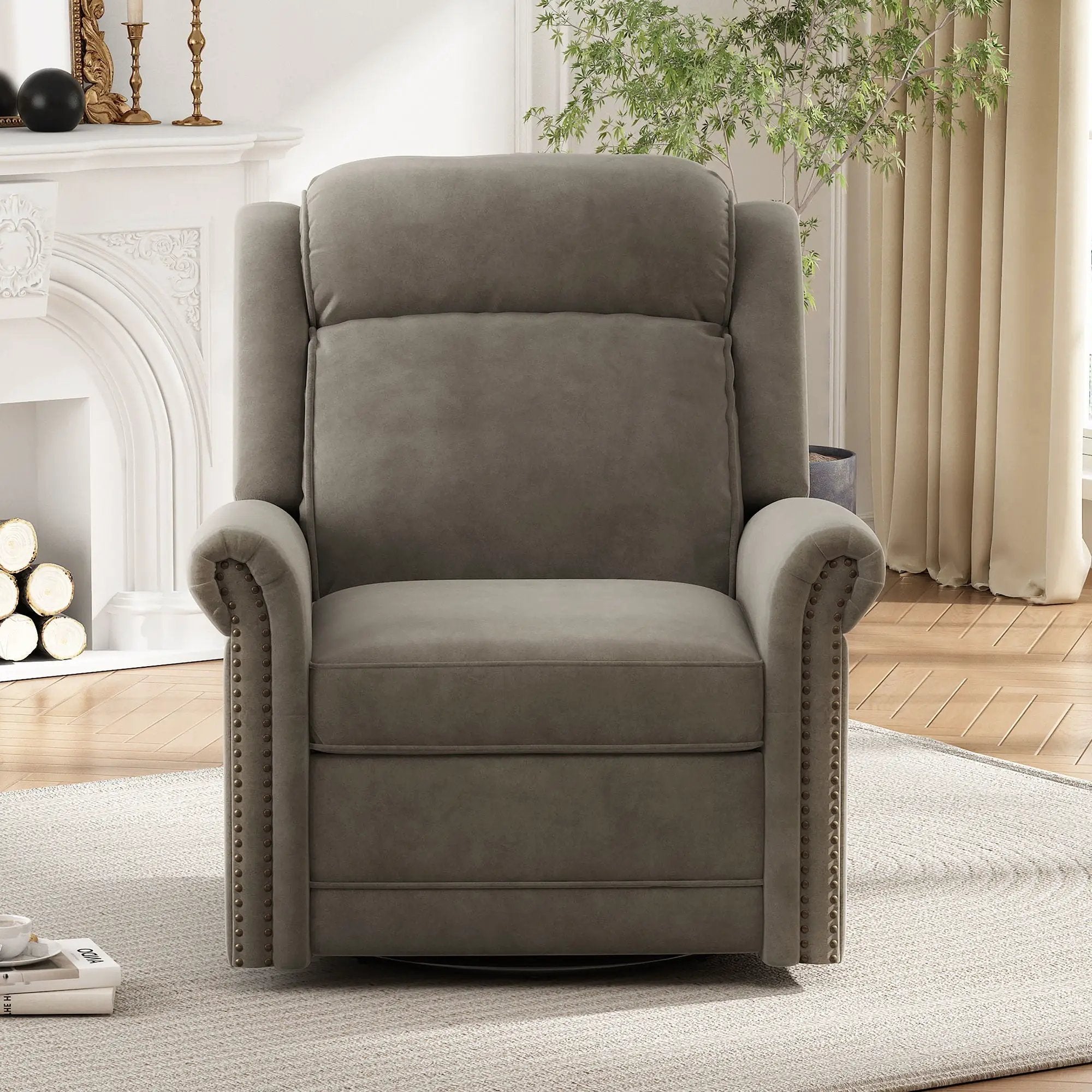 360 Degrees Swivel Manual Rocking Recliner with Adjustable Backrest by HouseOfZazla