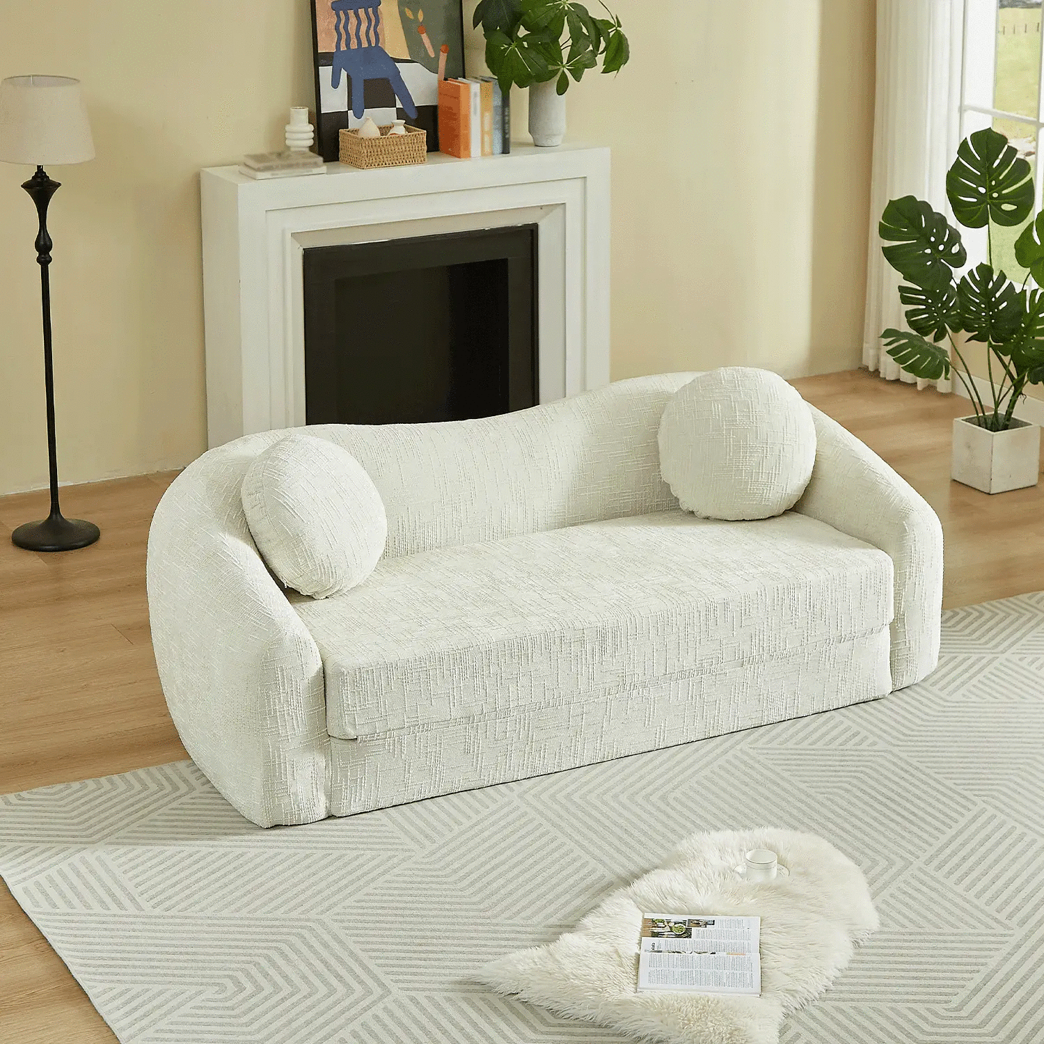 86-Inch Curved Convertible Sofa Recliner by HouseOfZazla