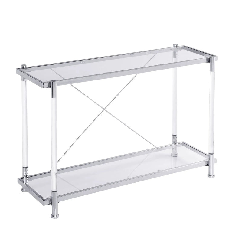 Chrome Glass Sofa Table, Acrylic Side Table, Console Table For Living Room & Bedroom - Chrome by Unique Piece Furniture