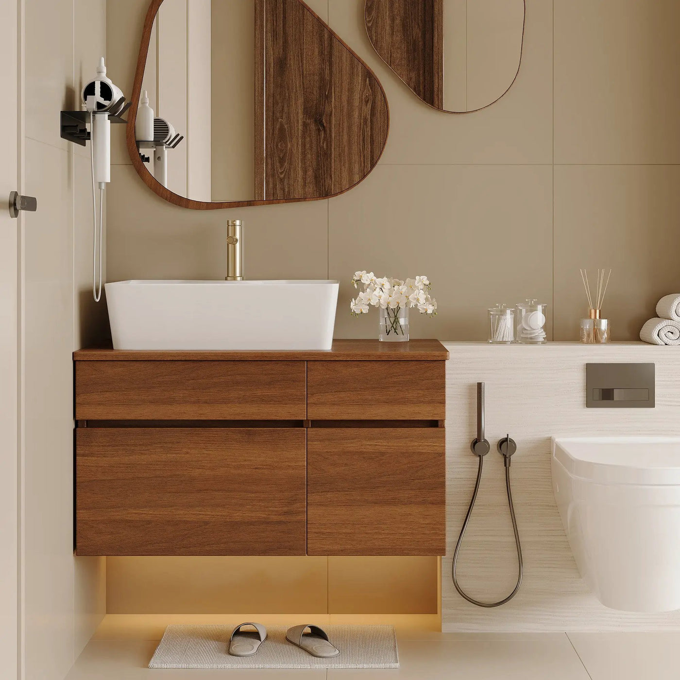 Floating Single Small Bathroom Vanity with Sink by HouseOfZazla