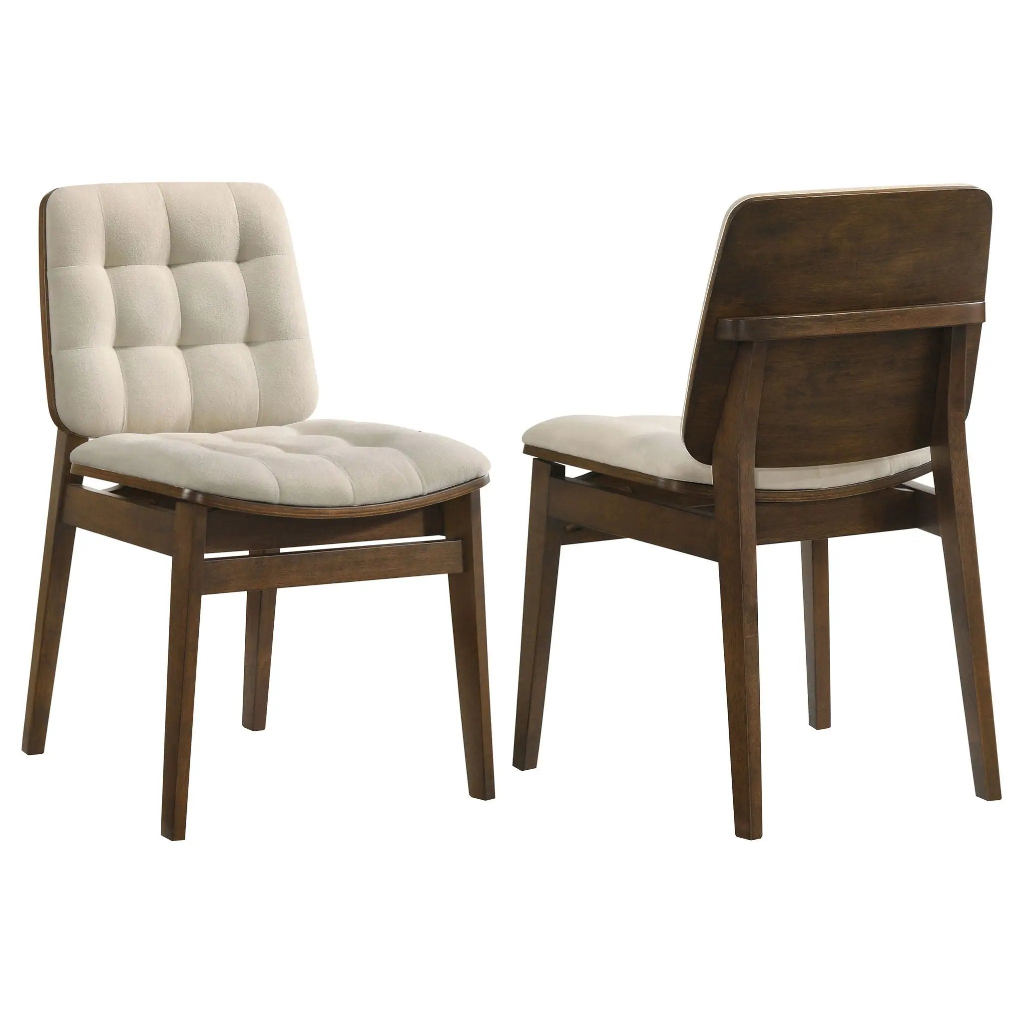 Redbridge Velvet Upholstered Side Chair Cream and Walnut (Set of 2) by Unique Piece Furniture