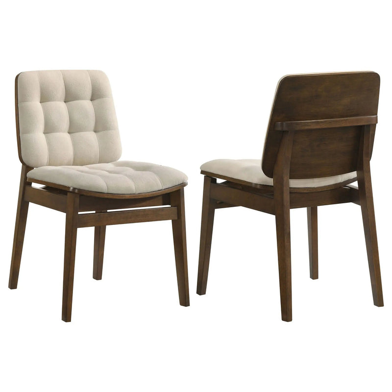Redbridge Velvet Upholstered Side Chair Cream and Walnut (Set of 2) by Unique Piece Furniture