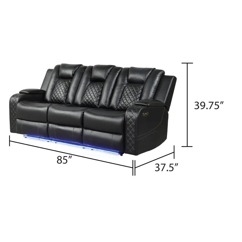 Benz - Power Reclining Sofa With LED Lighting by HouseOfZazla