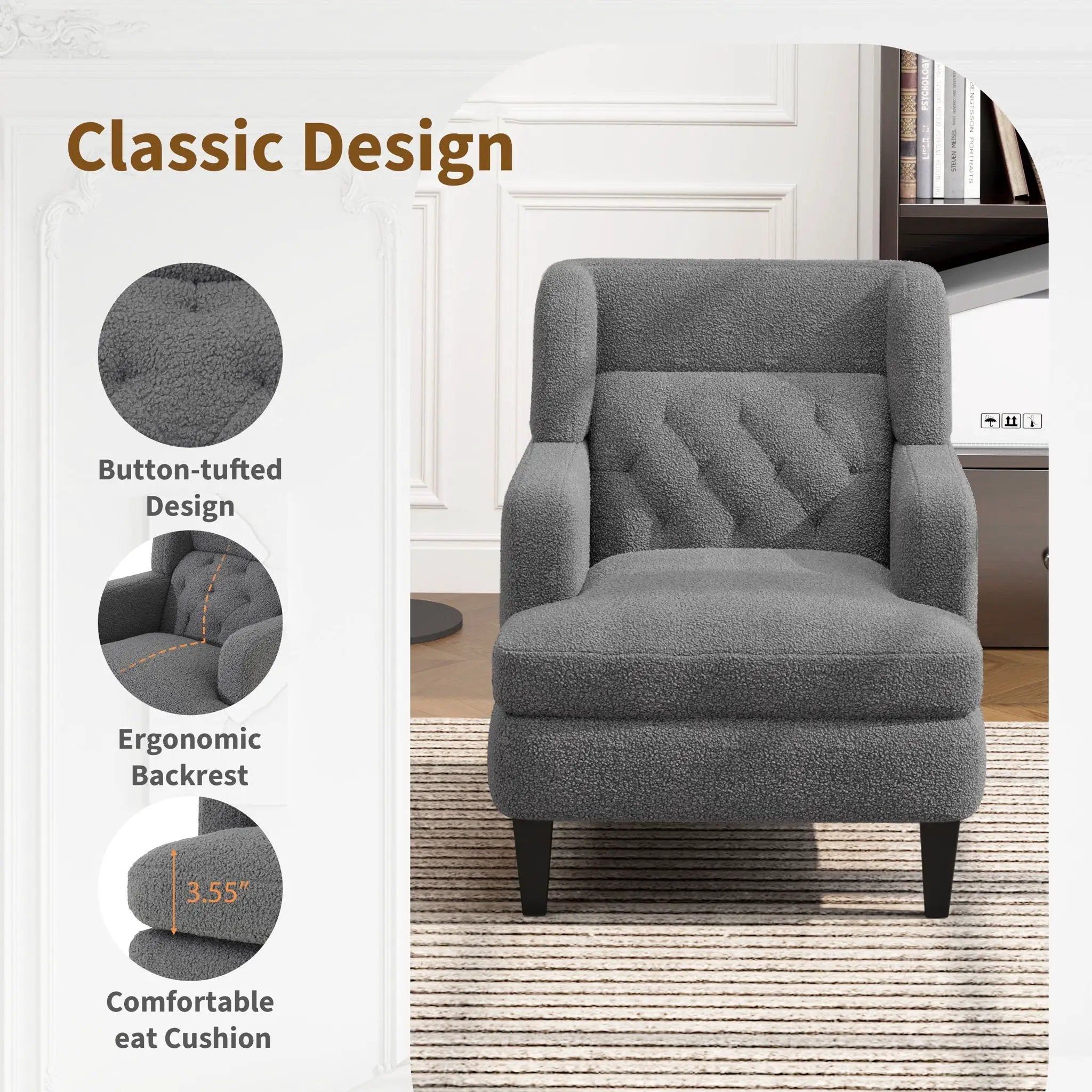 Upholstered Accent Chair Tufted Armchair For Living Room And Bedroom by Unique Piece Furniture