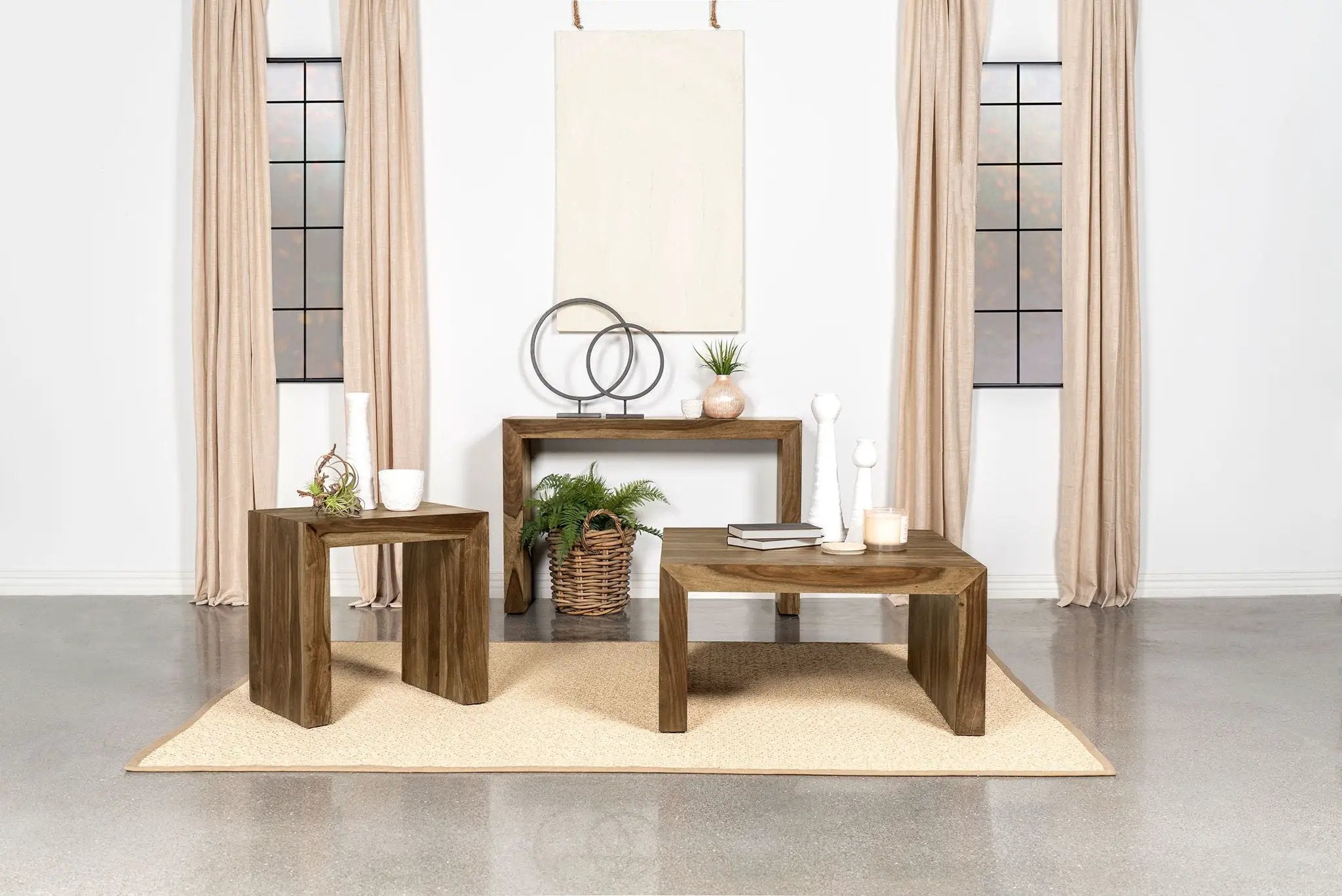 Odilia Square Solid Wood Coffee Table Auburn by Unique Piece Furniture