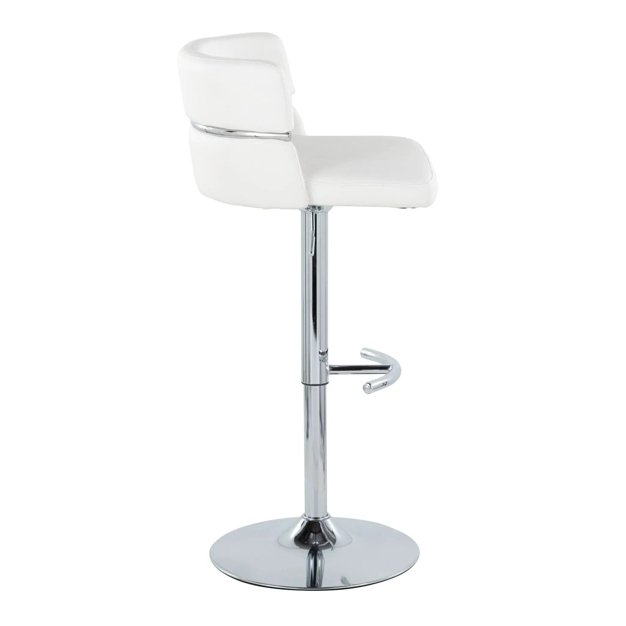 Cinch - Contemporary Adjustable Barstool With Swivel With Rounded T Footrest (Set of 2) - Chrome / White by HouseOfZazla