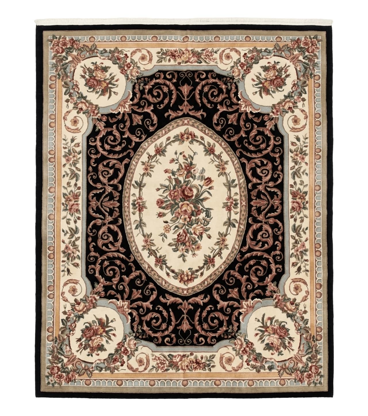 Aubusson Rug 8x10, Floral, Wool Pile, Elegant, European Design, Handmade, Fine by Jewel Rugs