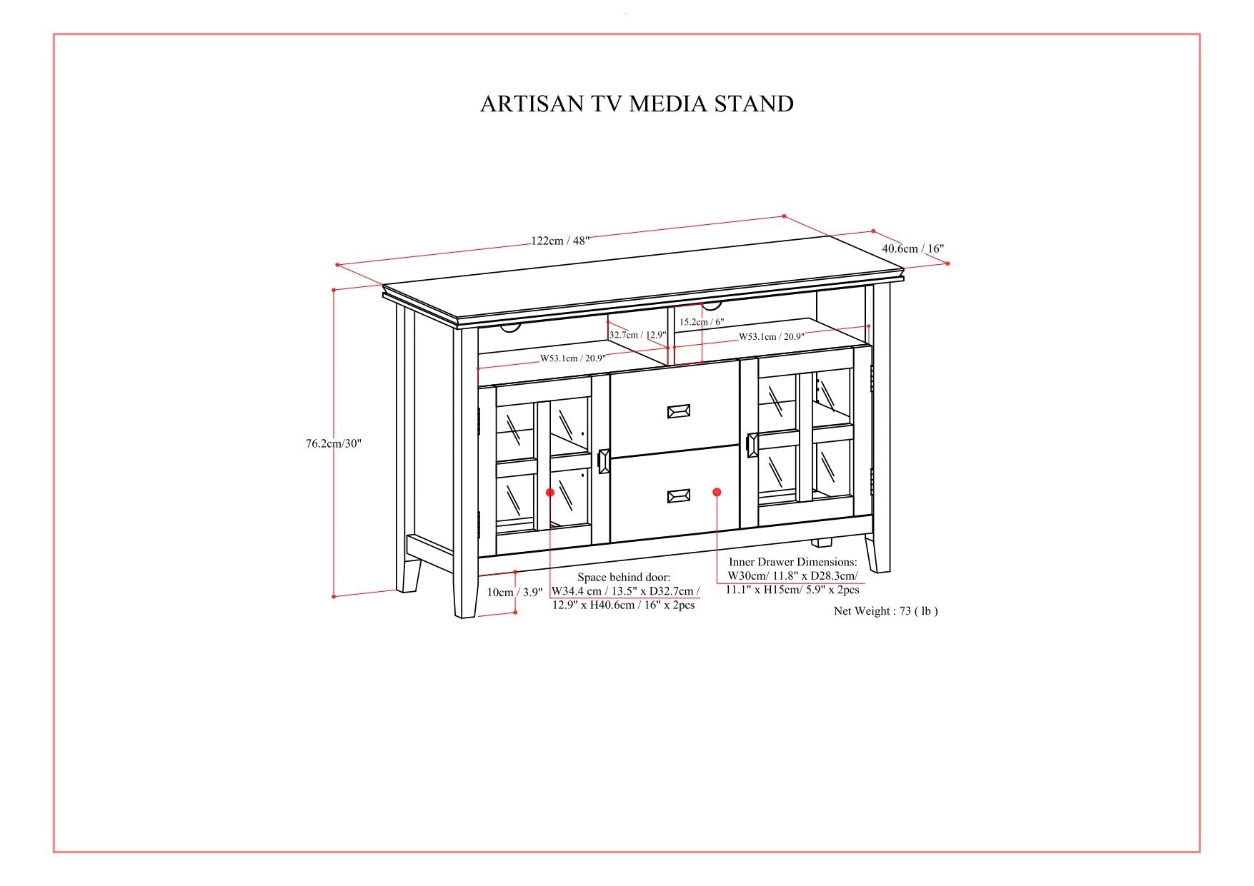 Artisan - TV Media Stand, Handcrafted - Russet Brown by HouseOfZazla
