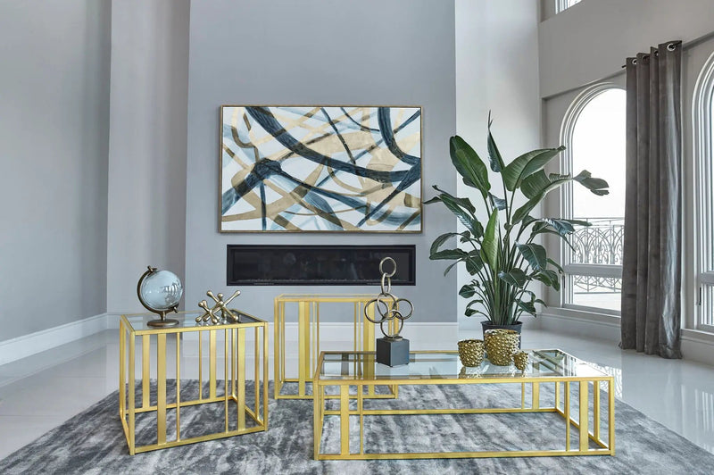 Adri 3-piece Coffee and End Table Set Matte Brass by Unique Piece Furniture