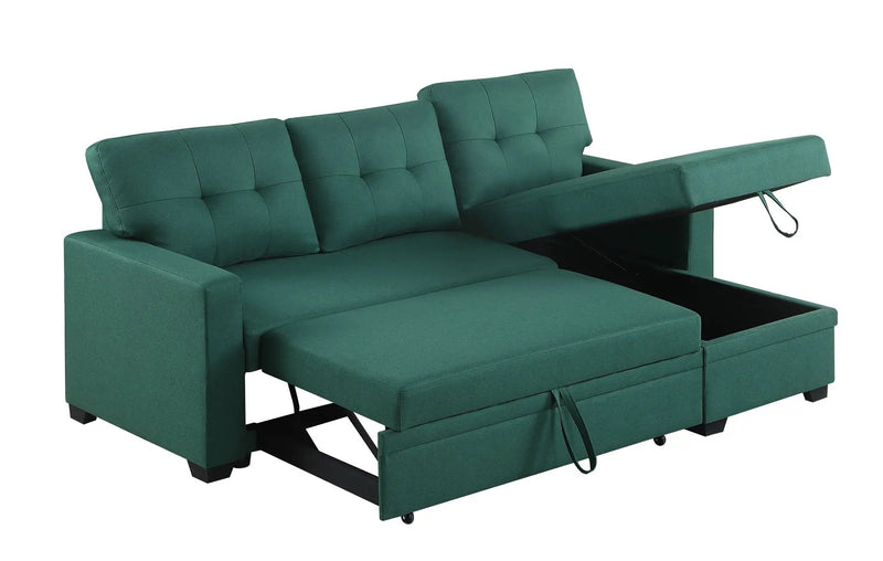 Upholstered Pull Out Sectional Sofa With Chaise by HouseOfZazla