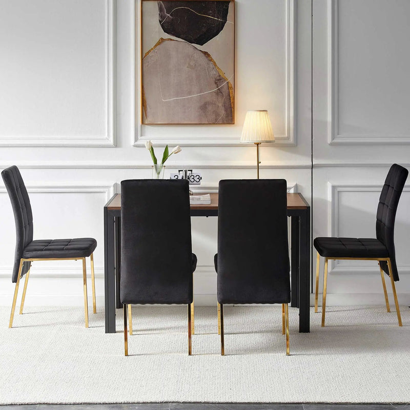 5 Pieces Dining Set Including High Back Color Legs Nordic Dining Chair & Creative Design Dining Table by HouseOfZazla