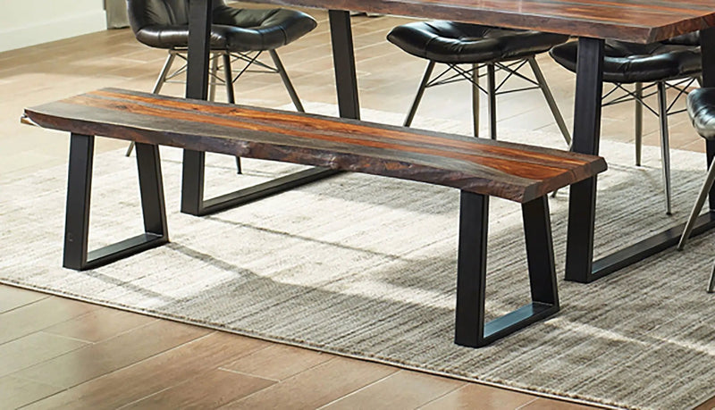 Ditman Live Edge Wood Dining Bench Grey Sheesham by Unique Piece Furniture