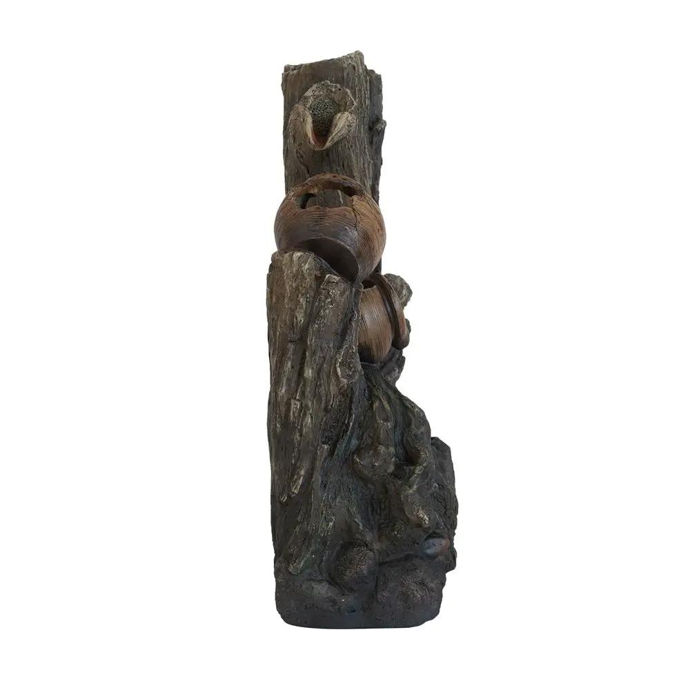 Decorative 4 Tier Broken Pot Water Fountain With LED Light - Brown by Unique Piece Furniture