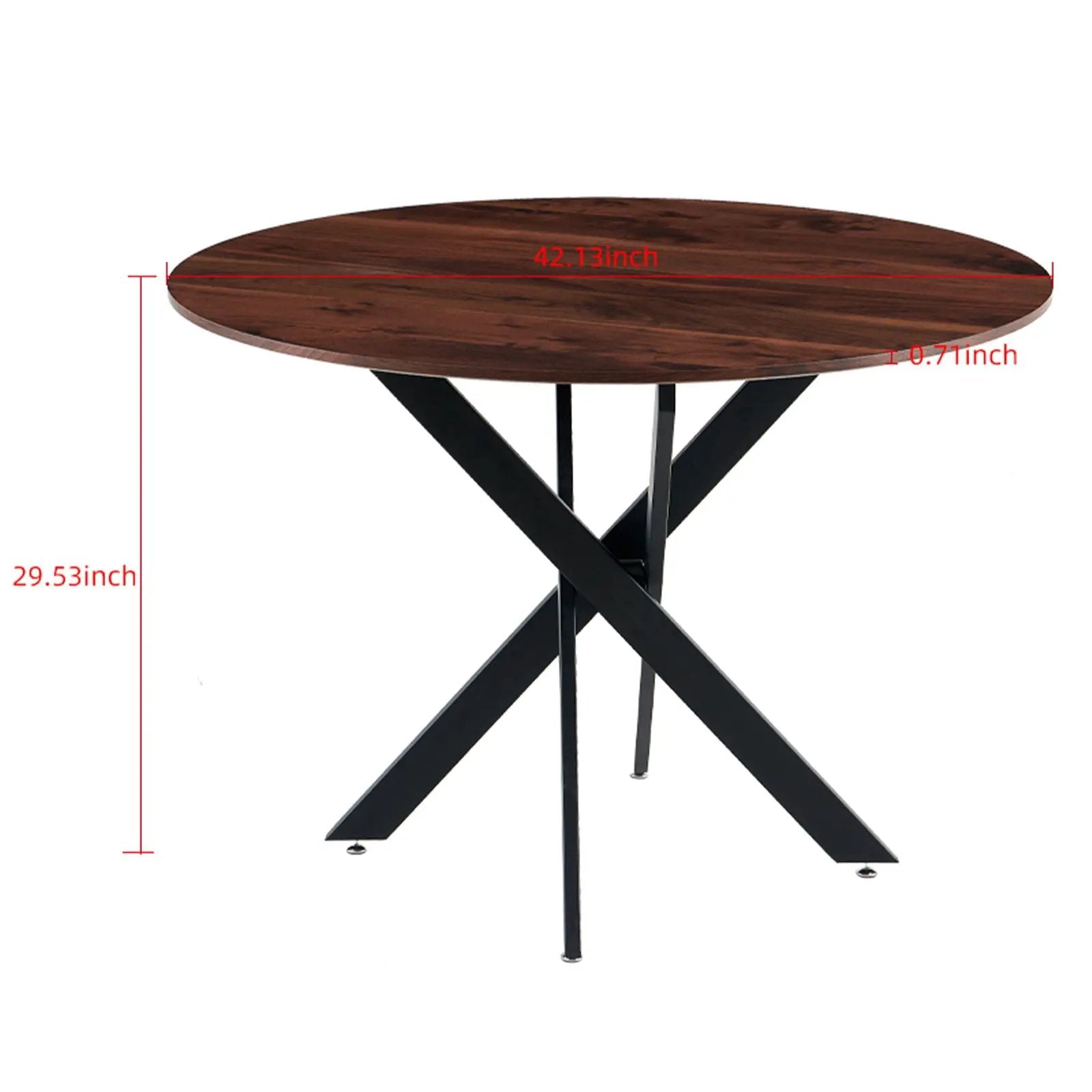 Mid-Century Dining Table For 4 - 6 People With Round Table Top, Pedestal Dining Table, End Table Leisure Coffee Table, Cross Leg by Unique Piece Furniture