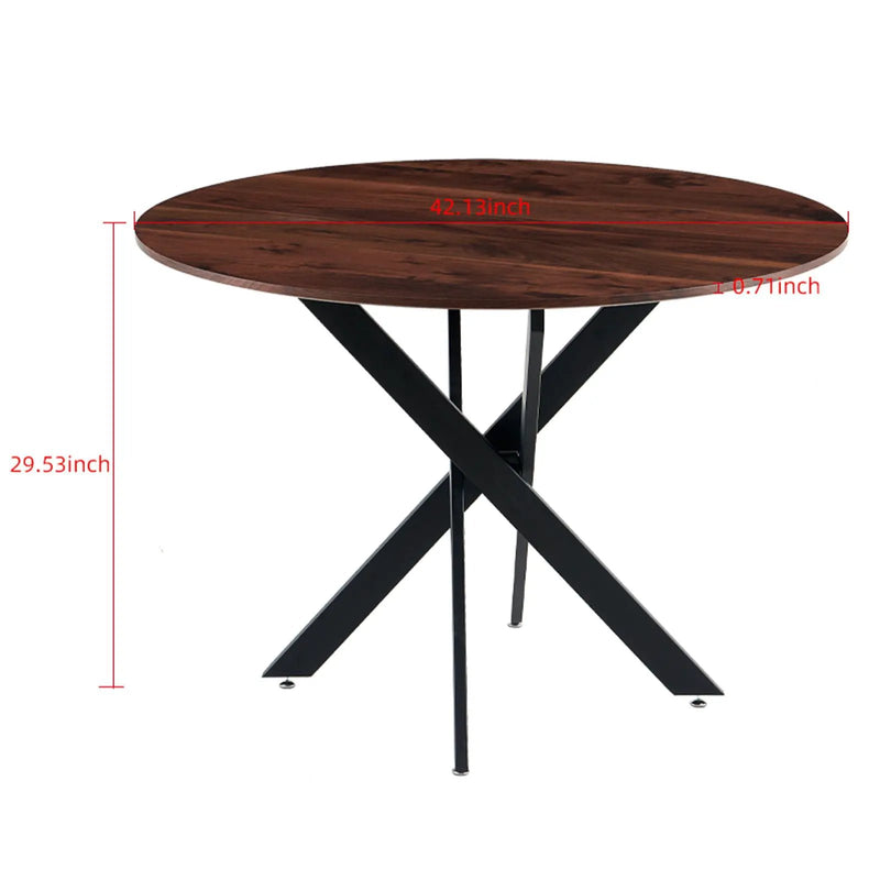 Mid-Century Dining Table For 4 - 6 People With Round Table Top, Pedestal Dining Table, End Table Leisure Coffee Table, Cross Leg by HouseOfZazla