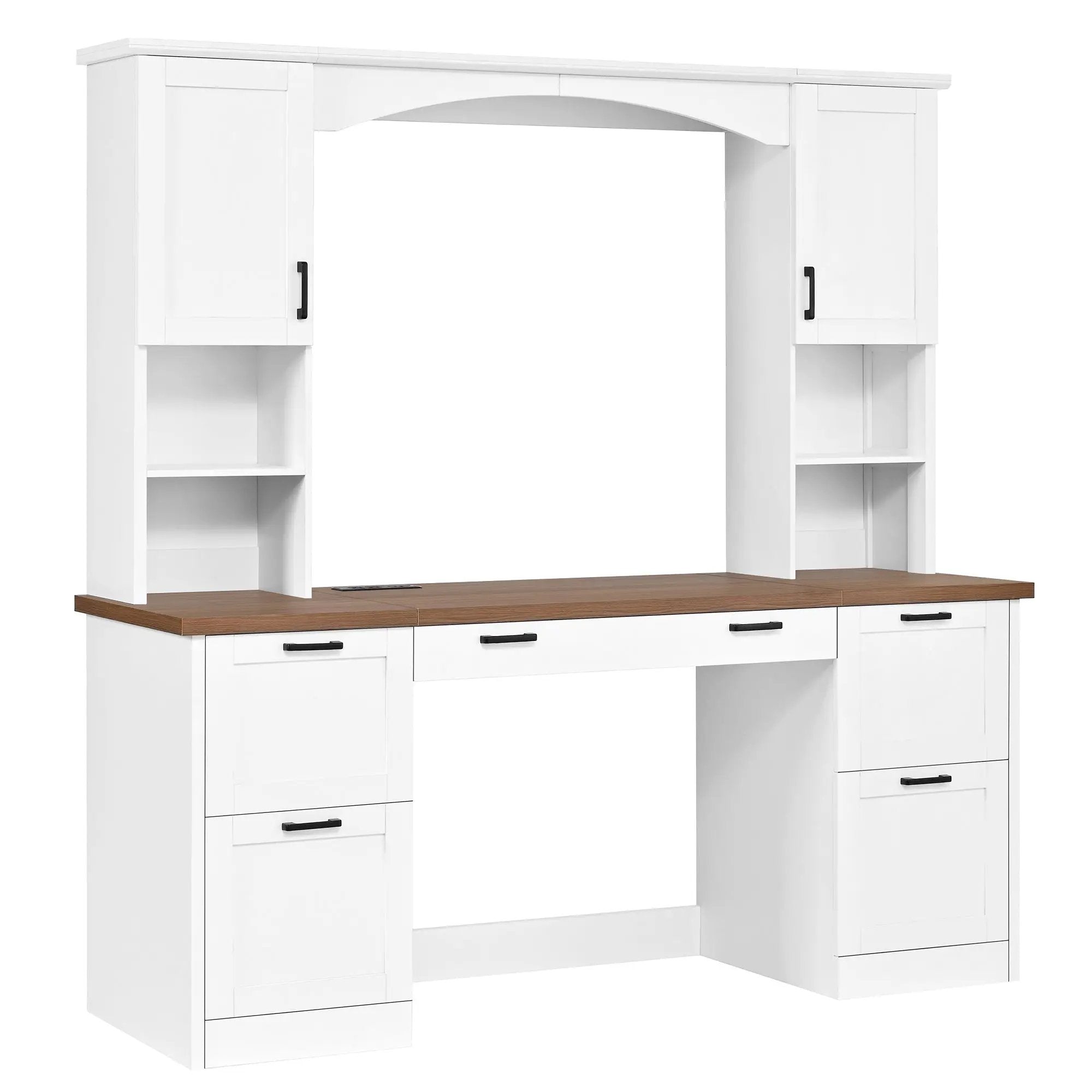 ON-Trend Farmhouse Arched Computer Desk with Hutch by HouseOfZazla