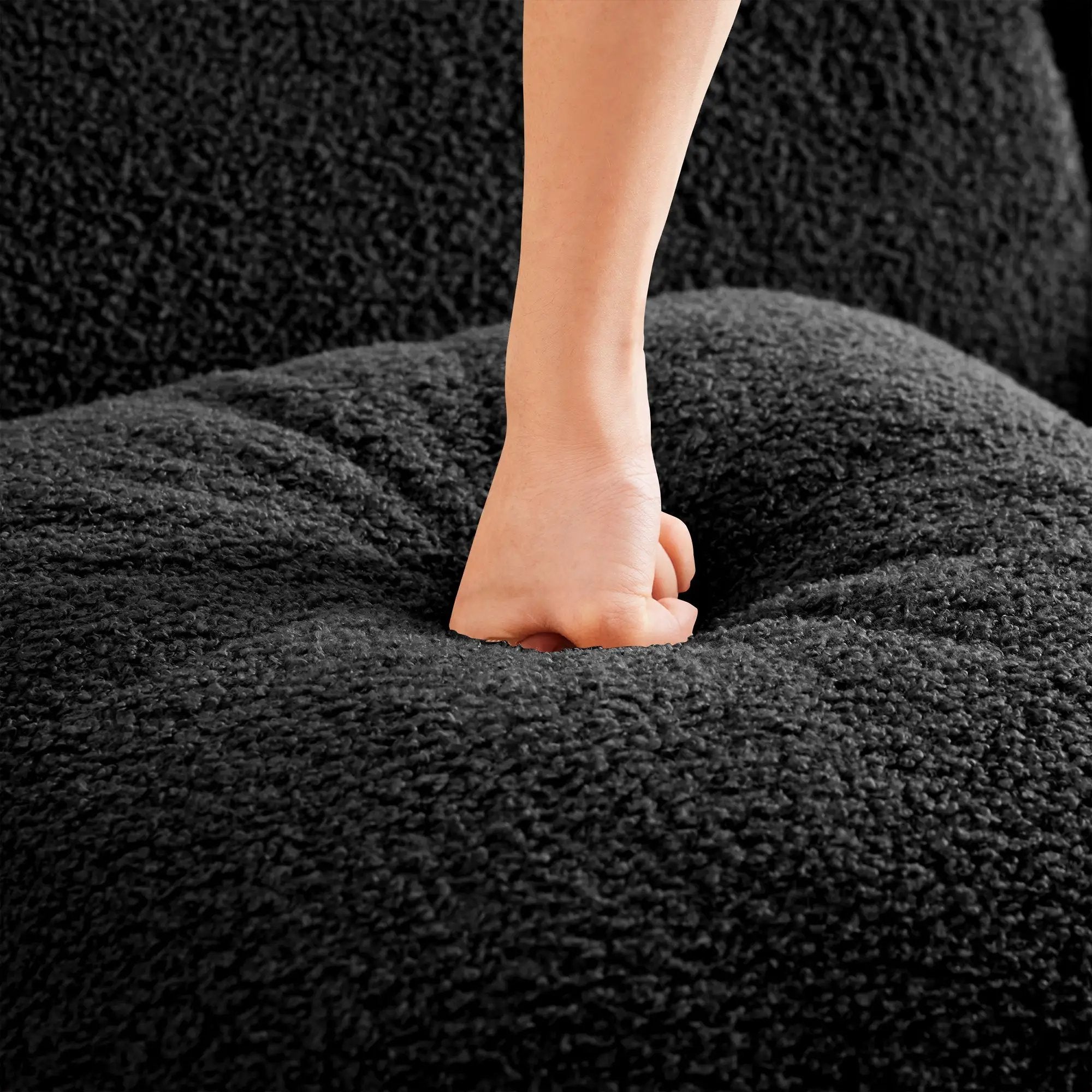 Armless Sofa With Pillow Teddy Fabric - Black by HouseOfZazla