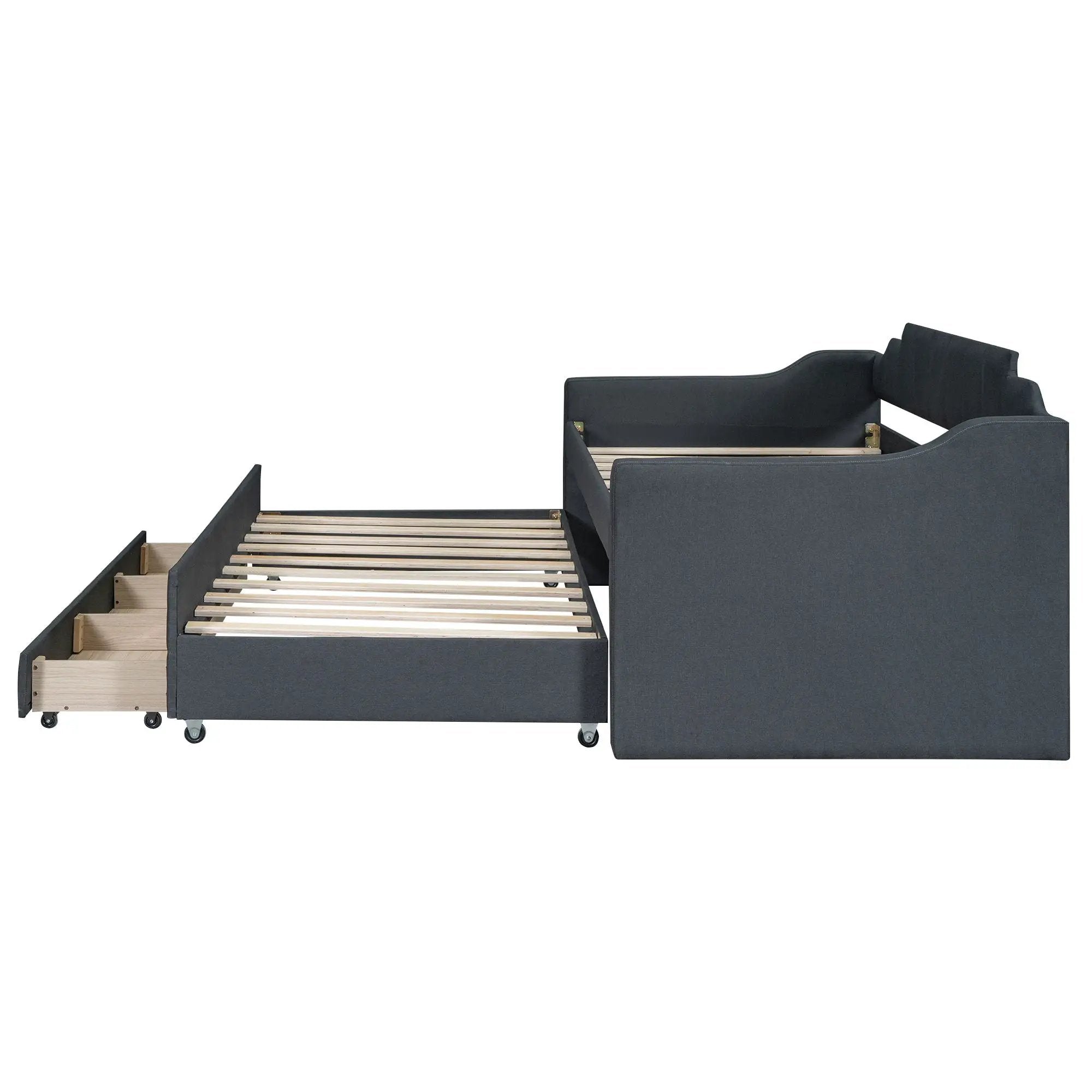 Upholstered Simple Design Daybed With Trundle And 3 Drawers by Unique Piece Furniture