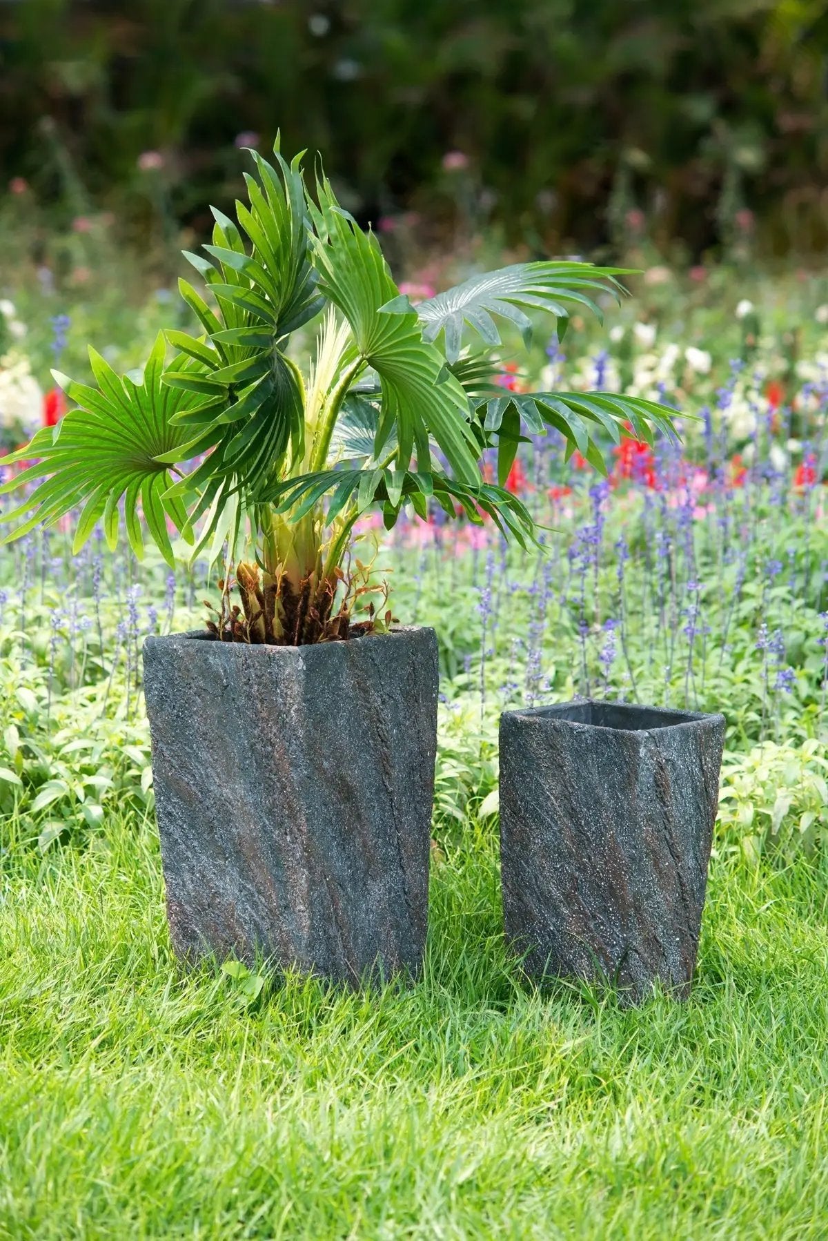 9.4x9.4x18.1' Cement Planter Large, Indoor Outdoor Garden Functional Decor by HouseOfZazla