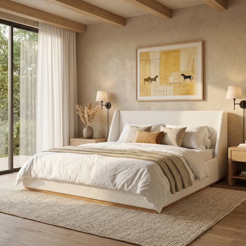 Luxury Upholstered Bed with Wings by HouseOfZazla