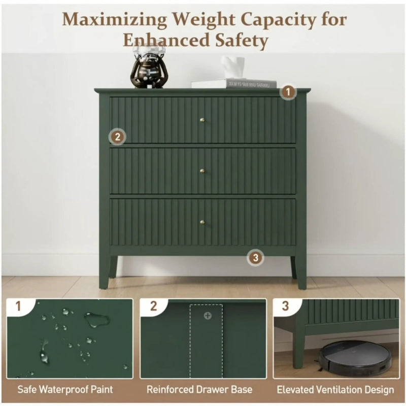 Fluted 3 Drawer Nightstand With Soft Close Slides by HouseOfZazla