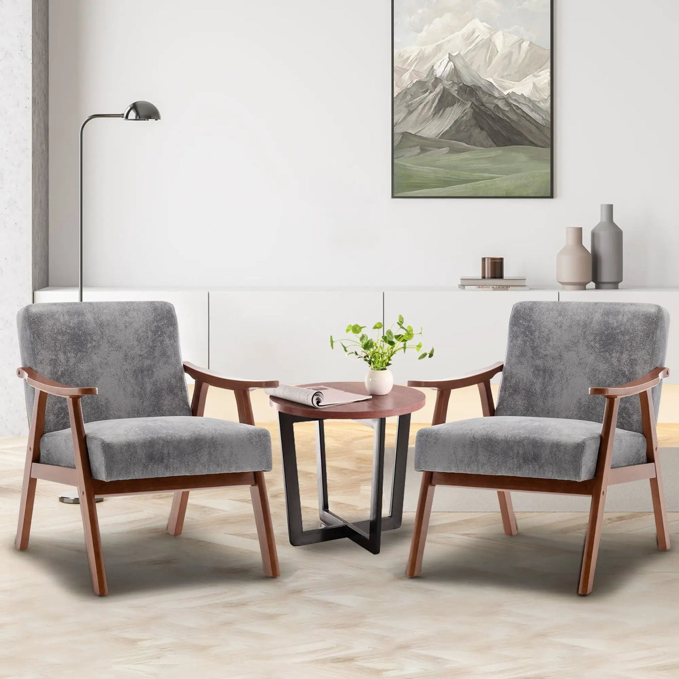 Mid Century Modern Accent Chair With Solid Wood Frame And Extra Thick Backrest by HouseOfZazla