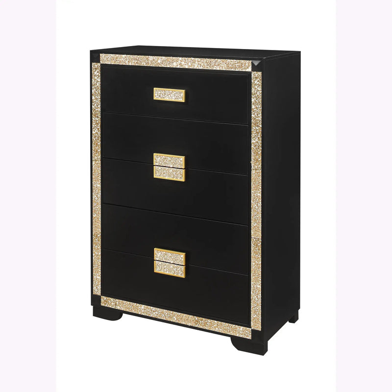 Lively - Chest With Glitter Detail And Thick Bar Handle Hardware - Black by Unique Piece Furniture