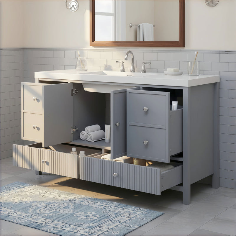 Bathroom Vanity With Separate Sink, Soft Close Doors And 4 Drawers by HouseOfZazla