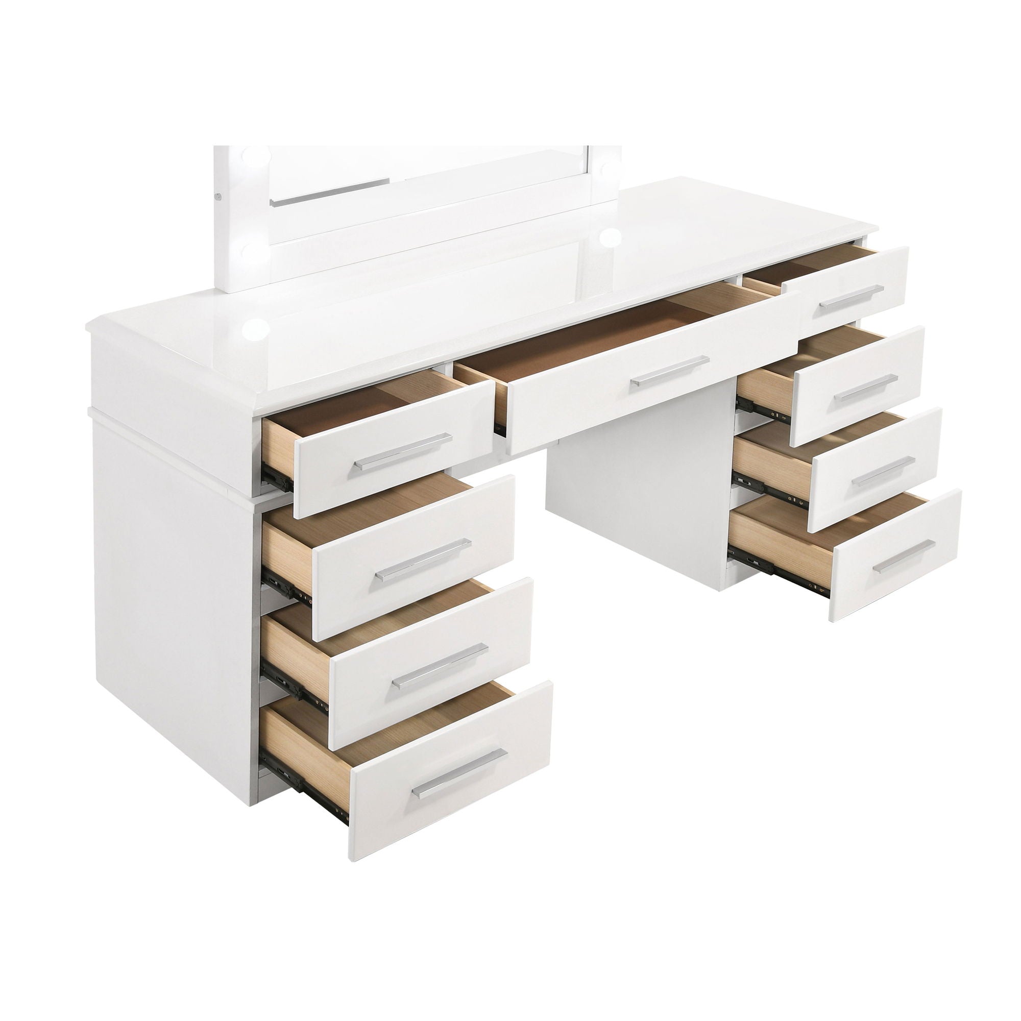Sarah - 9 Drawer Vanity Desk With Mirror Set - White by HouseOfZazla