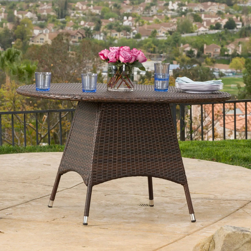 Corsica Round Dining Table - Brown by HouseOfZazla